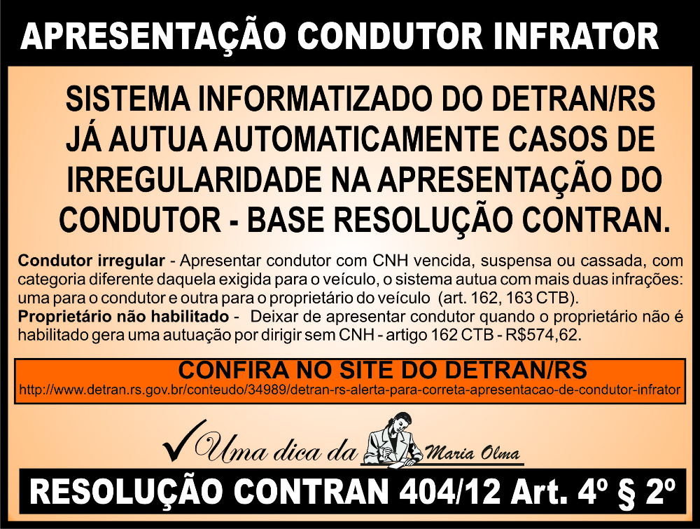 APRESENTAÇÃO DO CONDUTOR INFRATOR